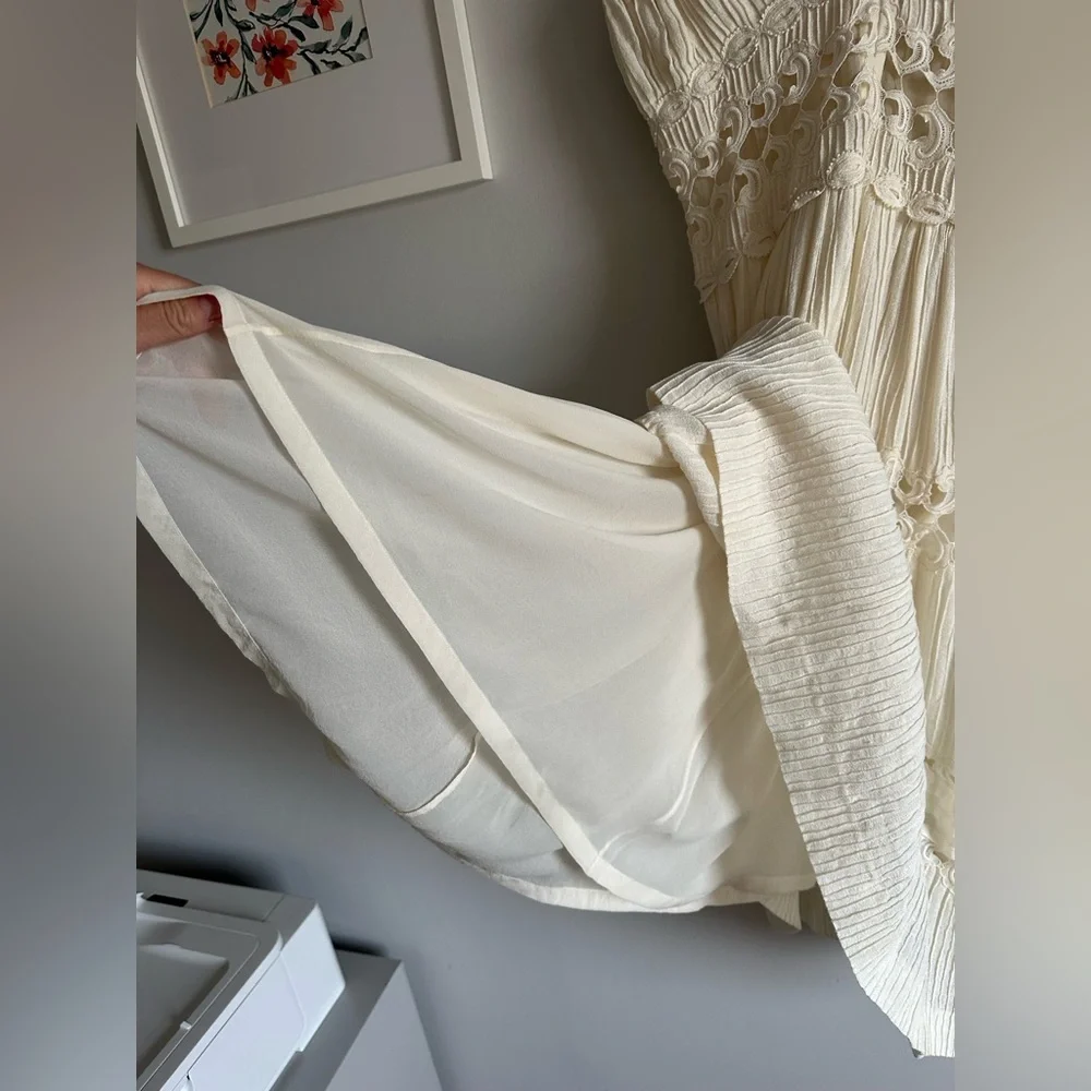 Chloe Boho Ivory Lace Sheer Dress 2010 Cruise Collection Vintage Midi - Picture 10 of 13